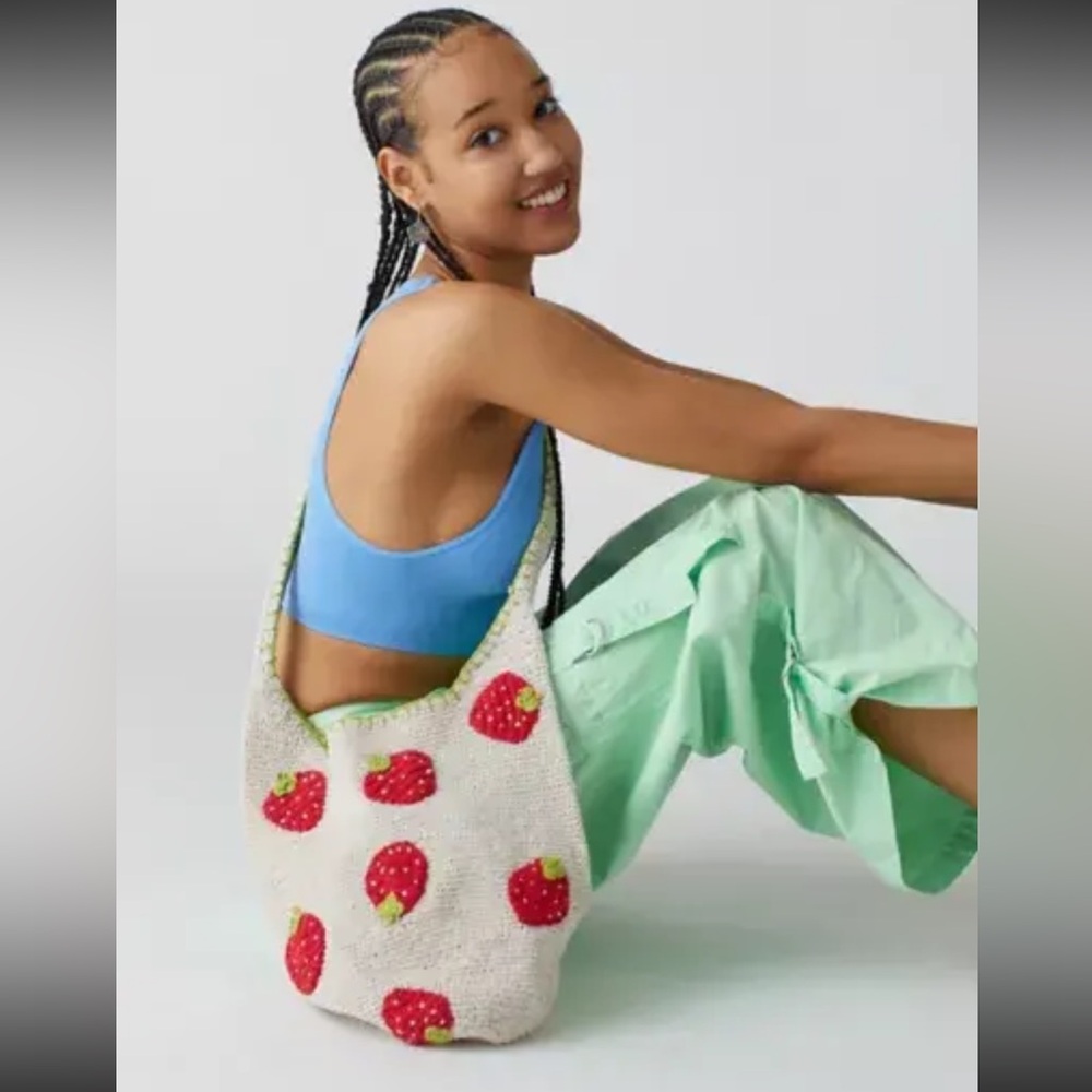 Urban Outfitters Nylon Woven Strawberry Shoulder Bag